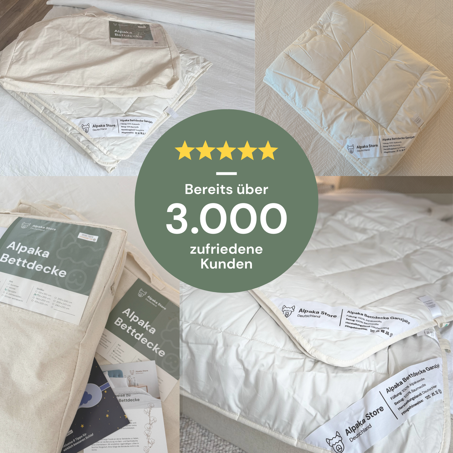 Alpaka Ganzjahres Bettdecke - 100% Naturfaser