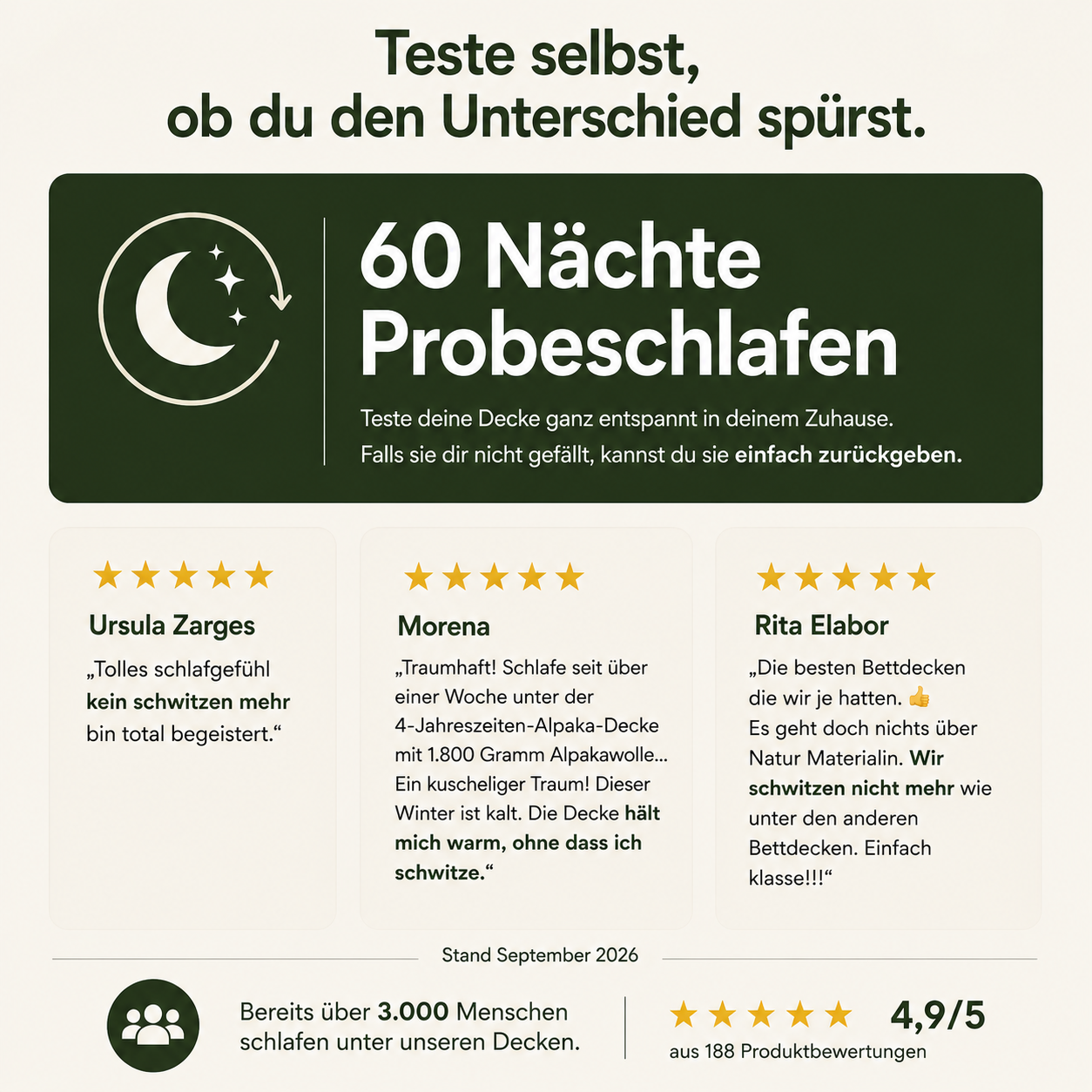 Alpaka Bettdecke aus 100% Alpakawolle - inkl. gratis Schlafratgeber