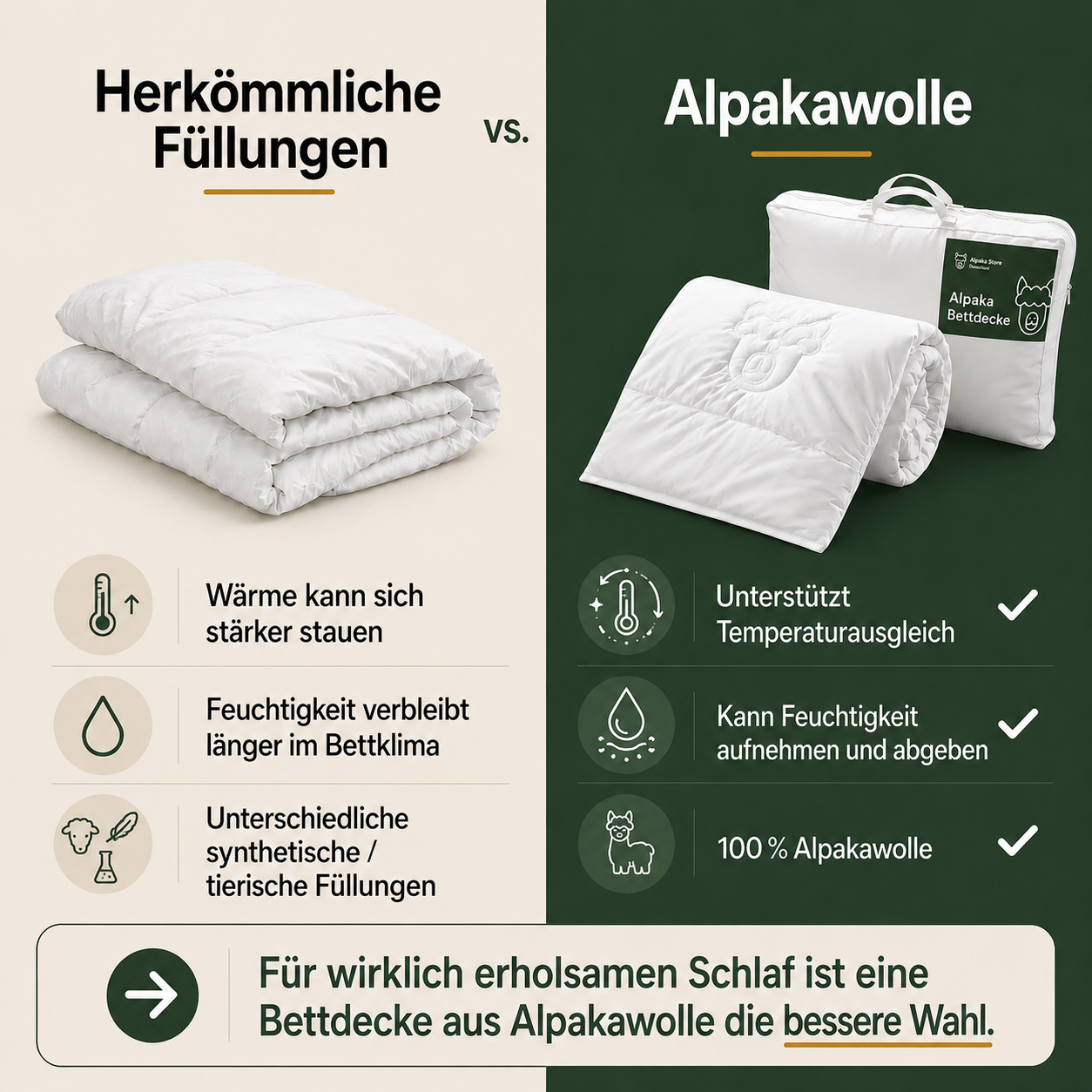Alpaka Bettdecke aus 100% Alpakawolle - inkl. gratis Schlafratgeber