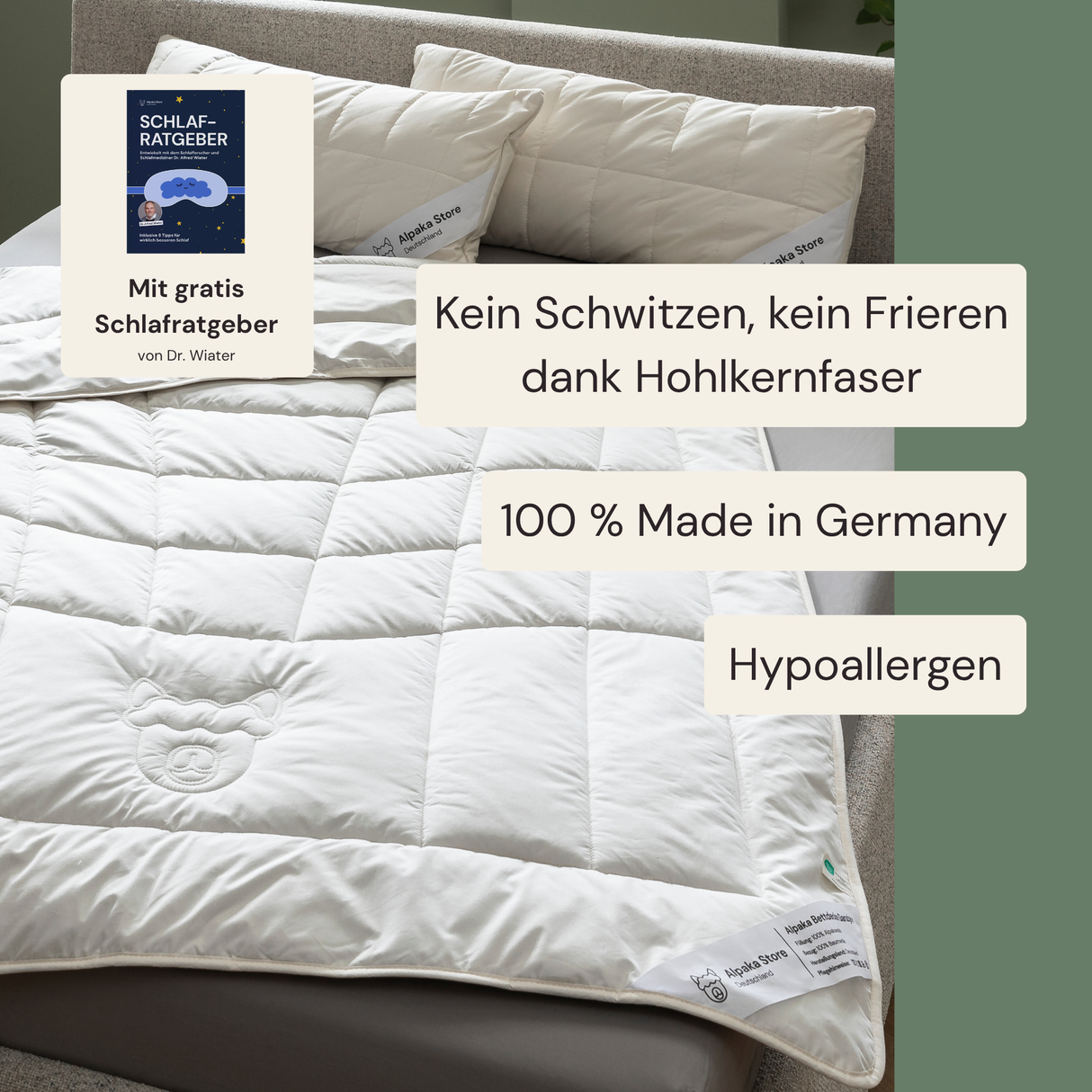 Alpaka Bettdecke 100% Alpakadecke "Alpaka Store Deutschland" inkl. gratis Schlafratgeber