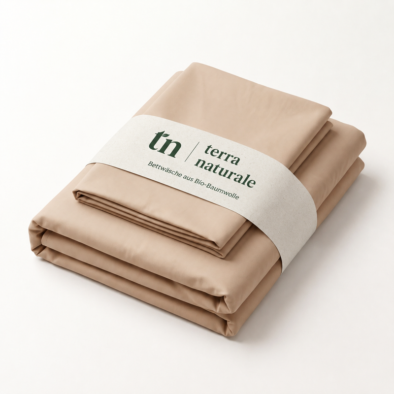 NEU! Perkal Bettwäsche aus 100% Bio-Baumwolle - Terra Naturale beige