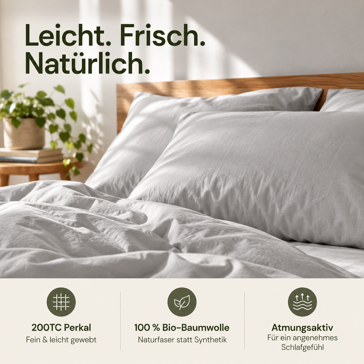 Perkal Bettwäsche aus 100% Bio-Baumwolle  - Terra Naturale