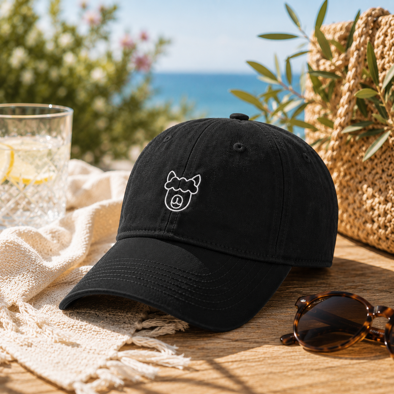 Cap aus 100% Bio-Baumwollsegeltuch mit gesticktem Alpaka-Logo schwarz