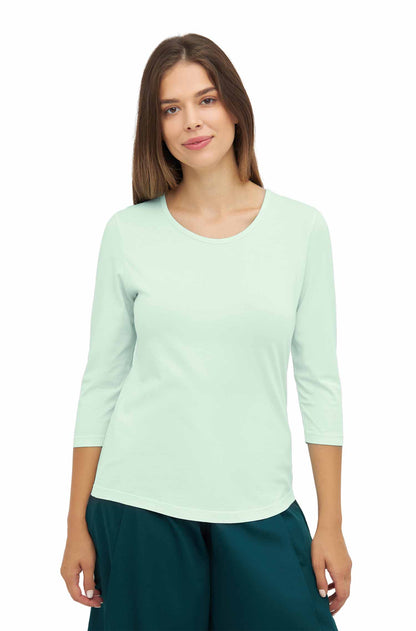Pima-Baumwolle T-Shirt mit 3/4 Arm mint pastel