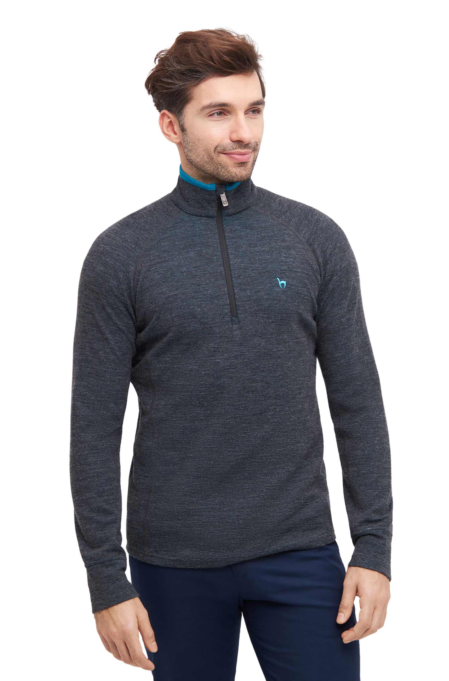Alpaka Trekking-Pullover THERMO Herren anthrazit