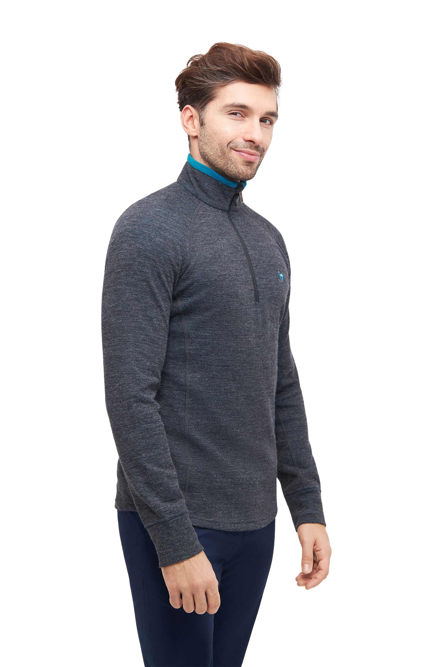 Alpaka Trekking-Pullover THERMO Herren anthrazit