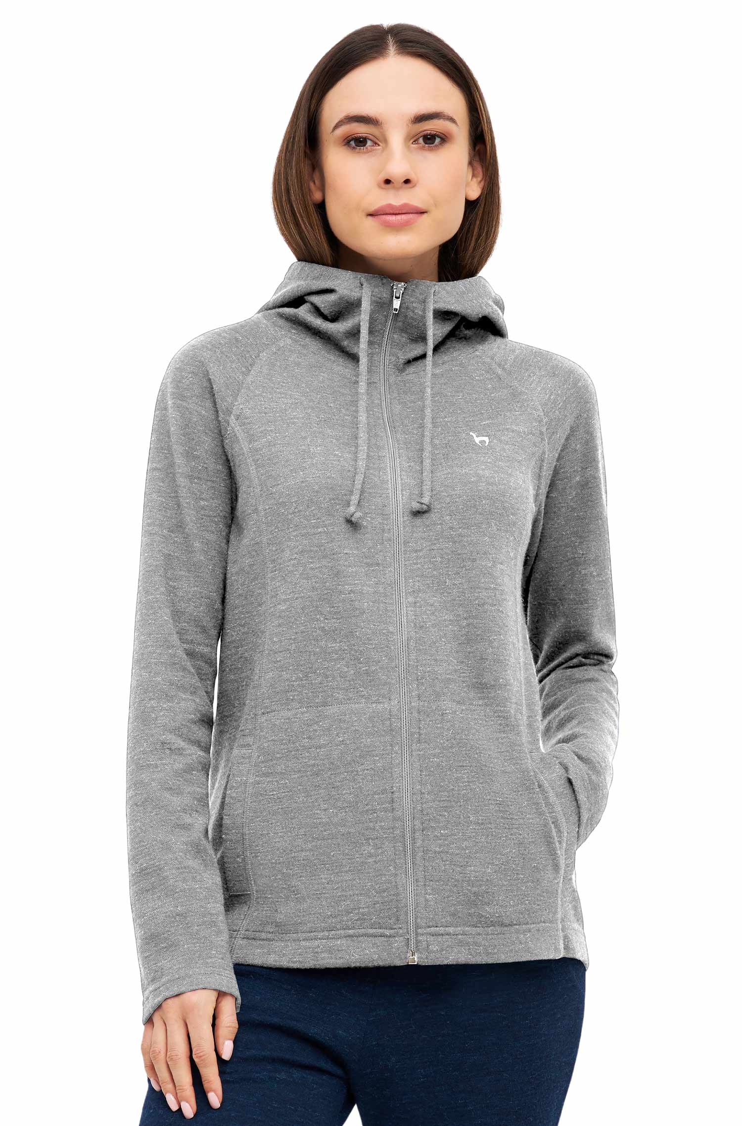 Alpaka Lounge-Hoody THERMO Damen silber-melange