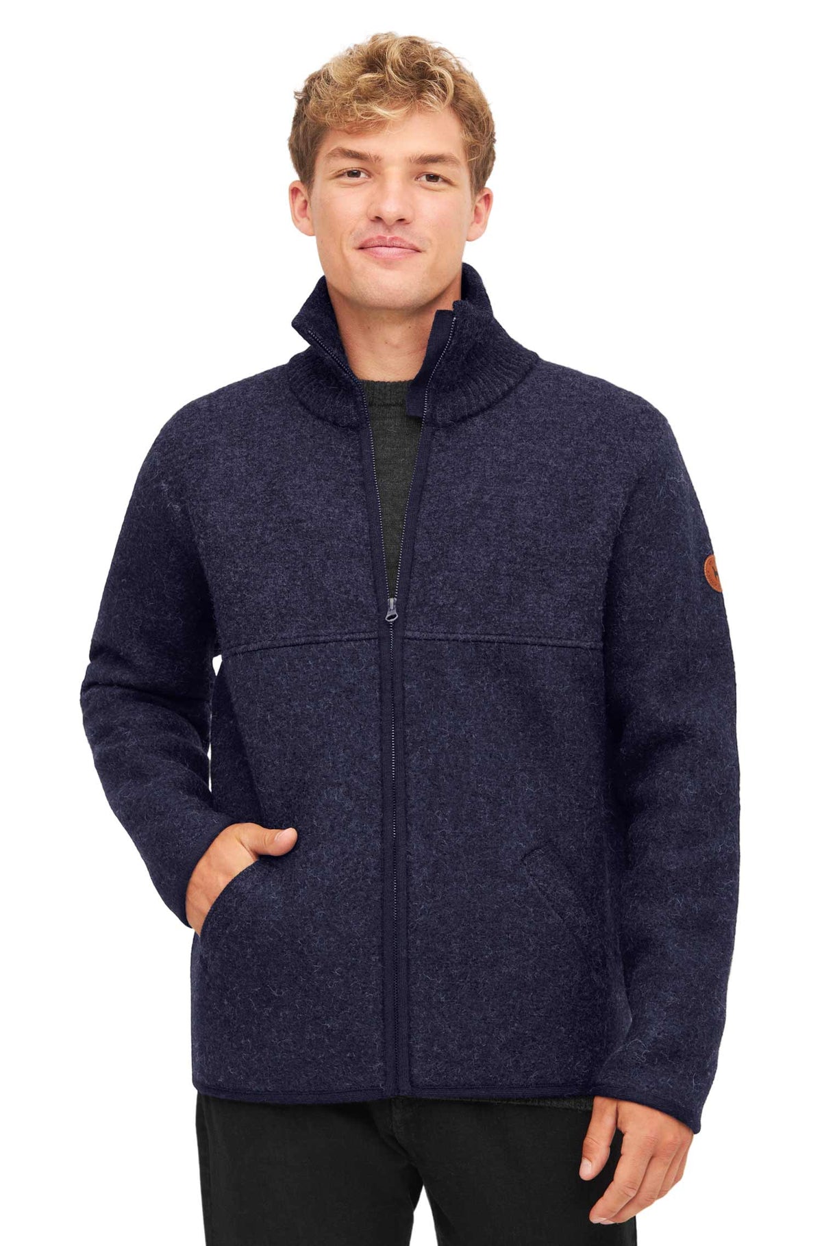 Filzjacke / Walkjacke OLIVER aus 50% Alpaka & 50% Wolle dunkelblau