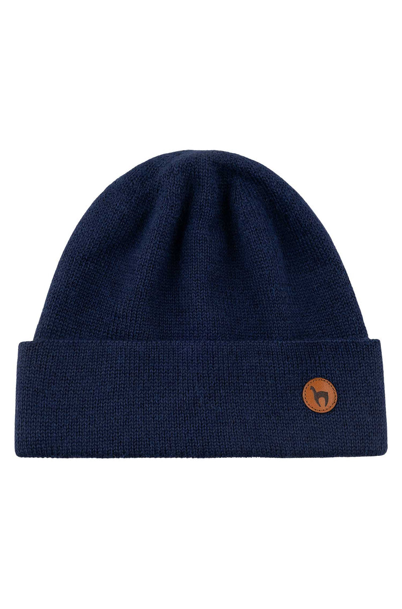 Alpaka Strick-Mütze BARK - 100% Alpaka marineblau