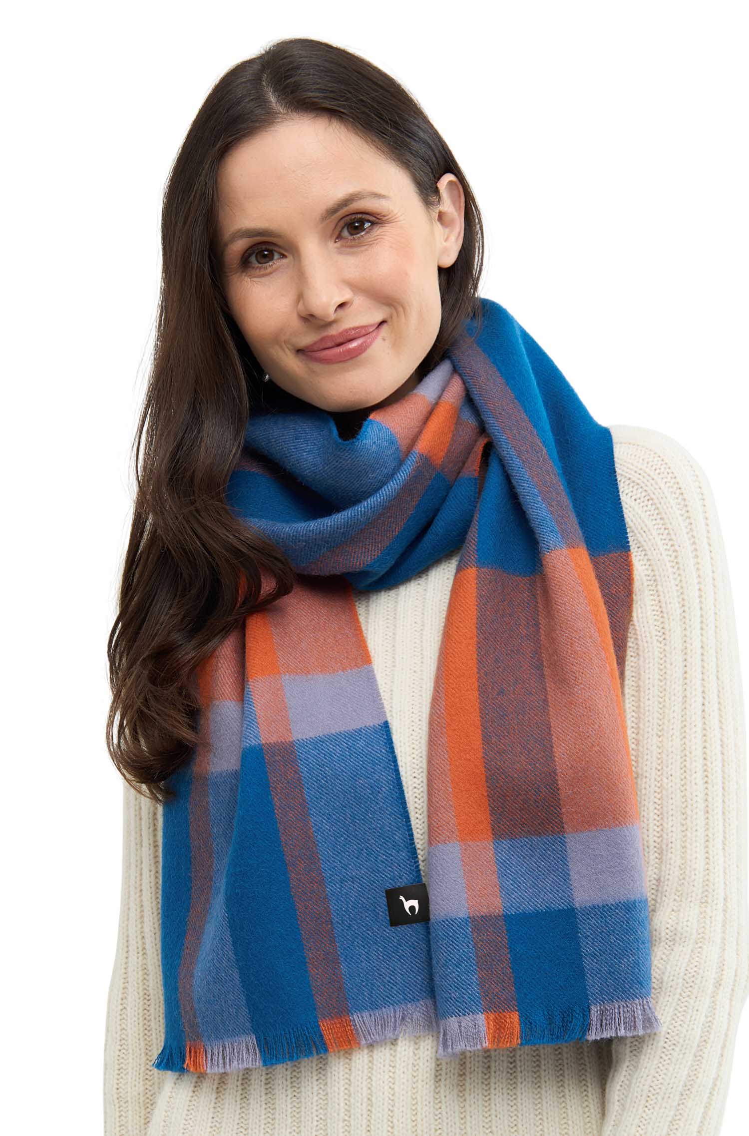 Alpaka Schal ALEGRO - 100% Alpaka blau orange