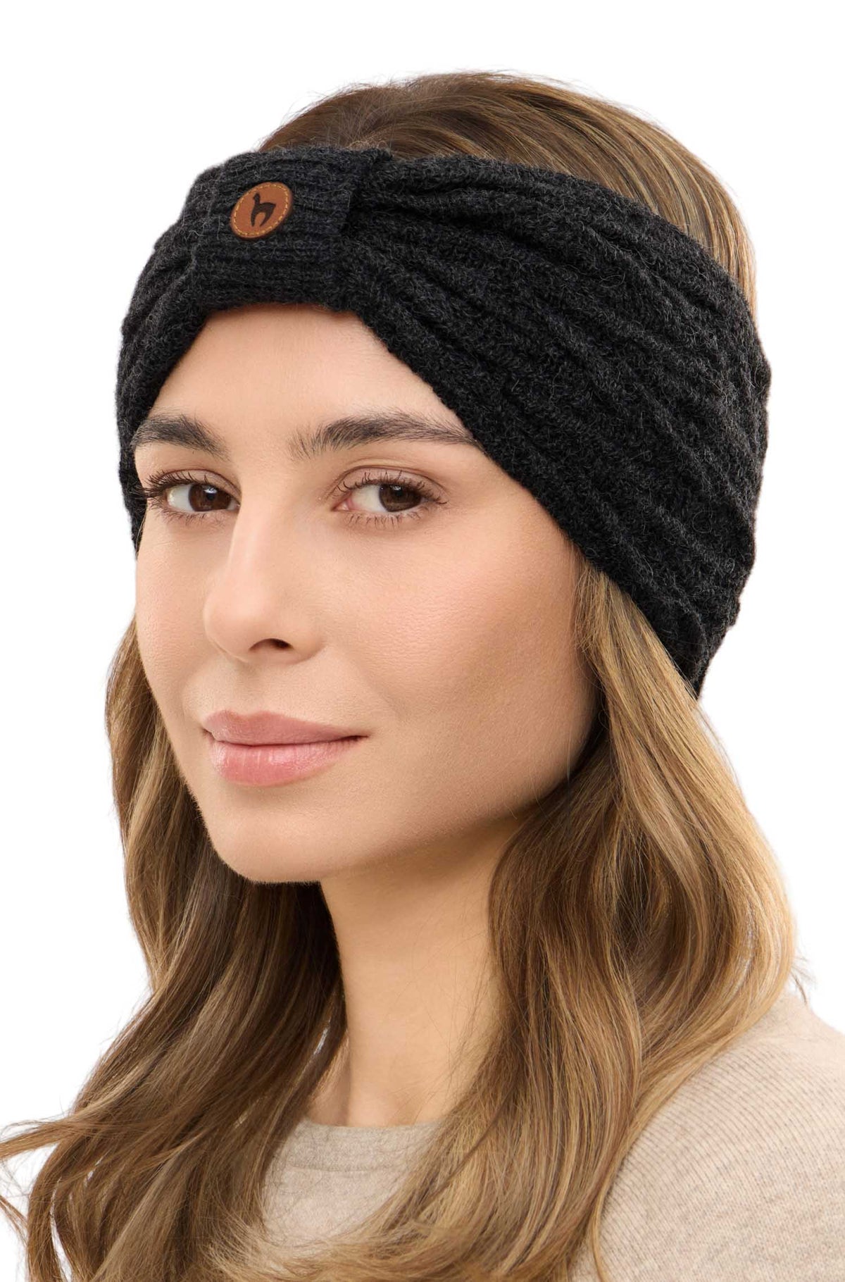 Alpaka Stirnband BIESEN - 100% Alpaka anthrazit one-size
