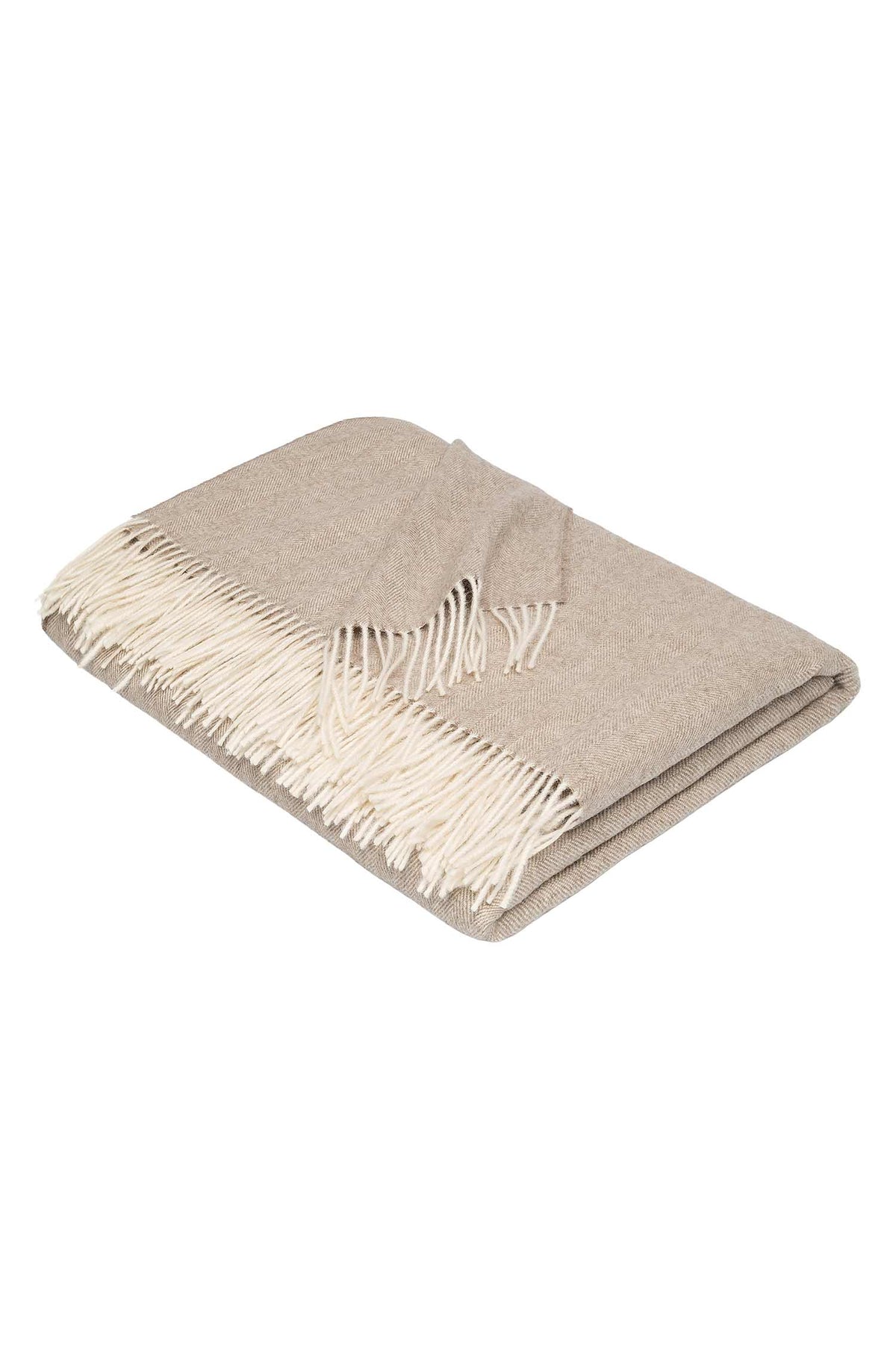 Alpaka Decke FISCHGRAT-beige/weiss