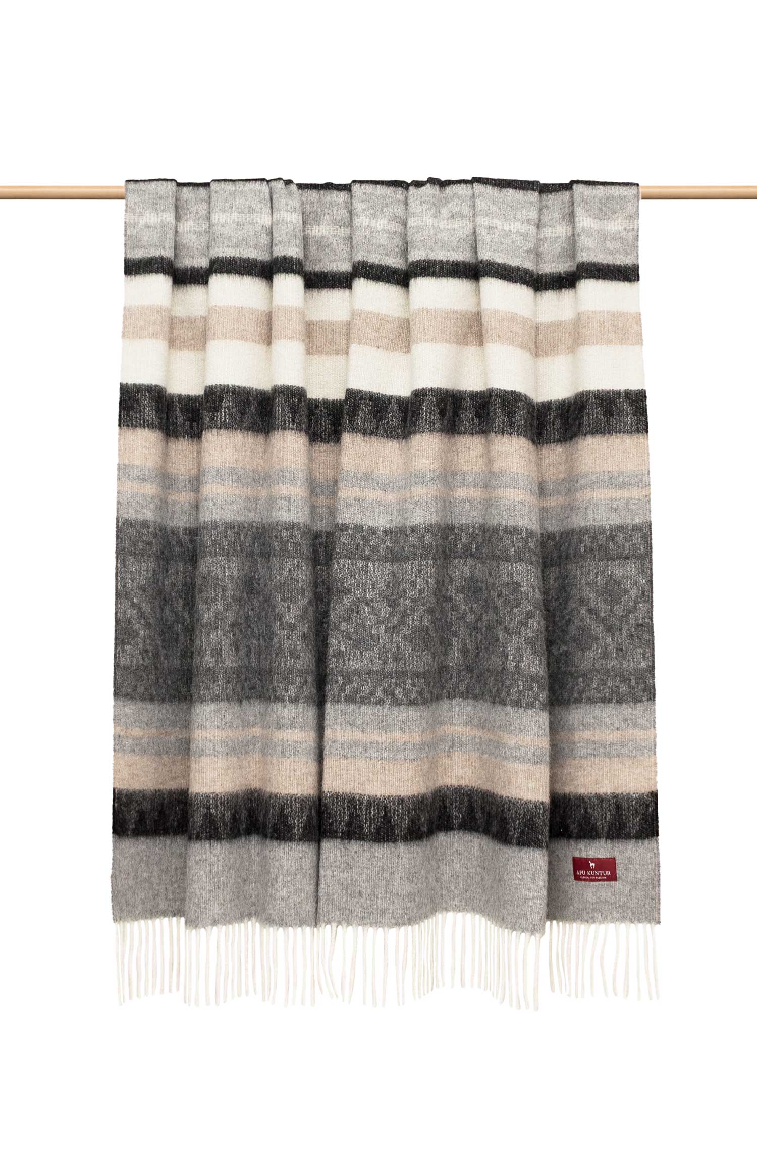 Alpaka Decke MUNDO beige/grau
