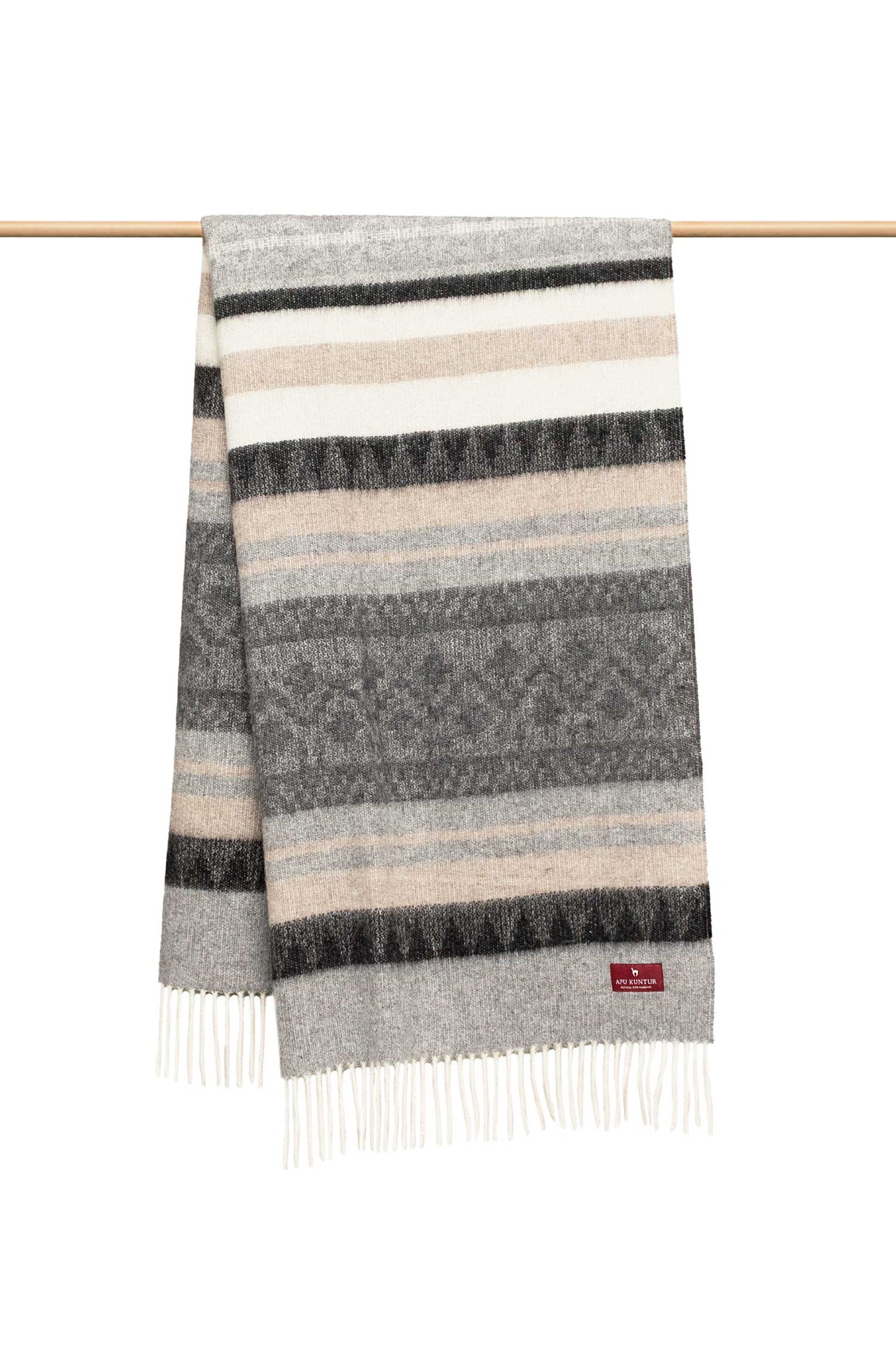 Alpaka Decke MUNDO beige/grau