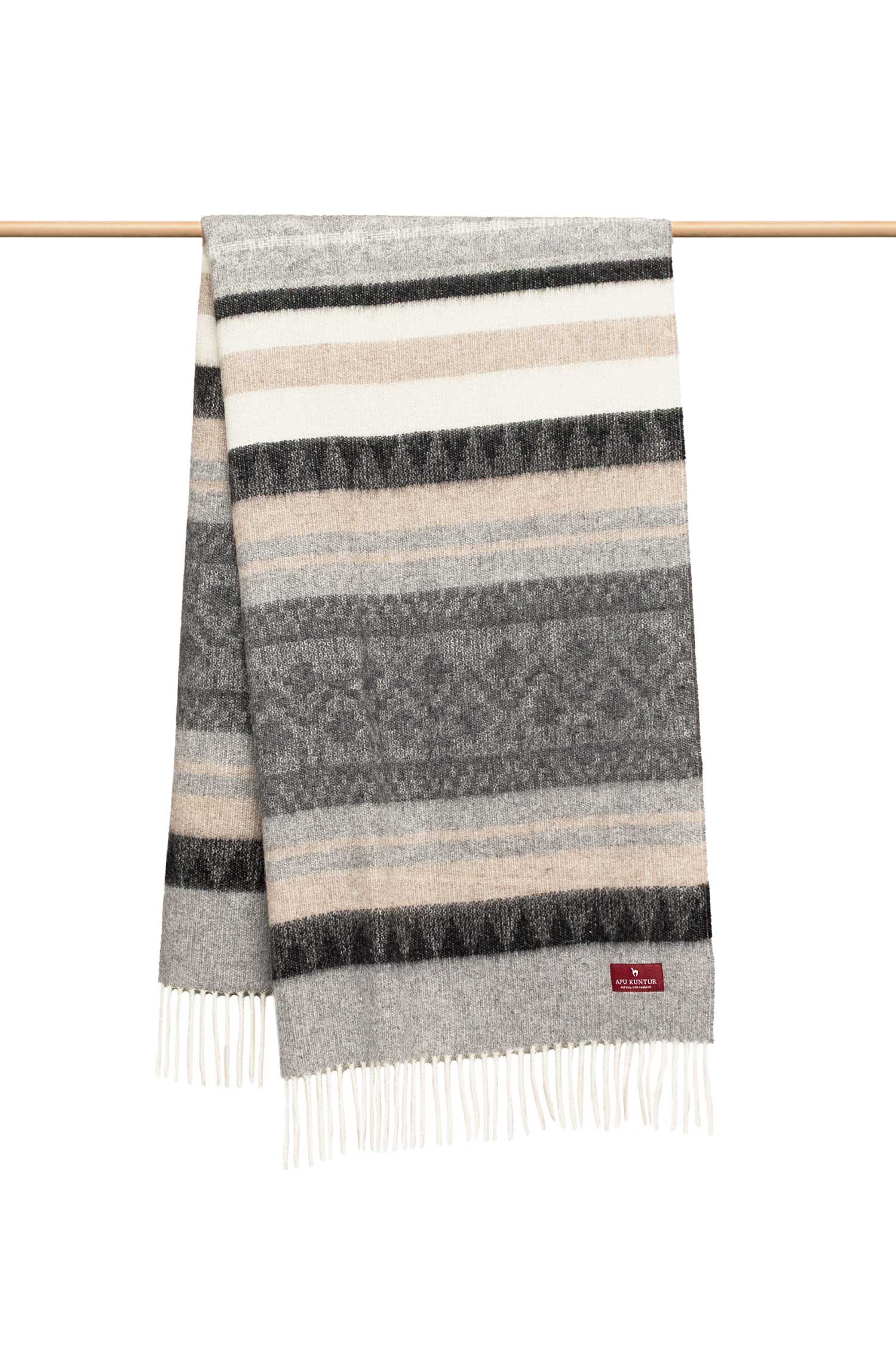Alpaka Decke MUNDO beige/grau