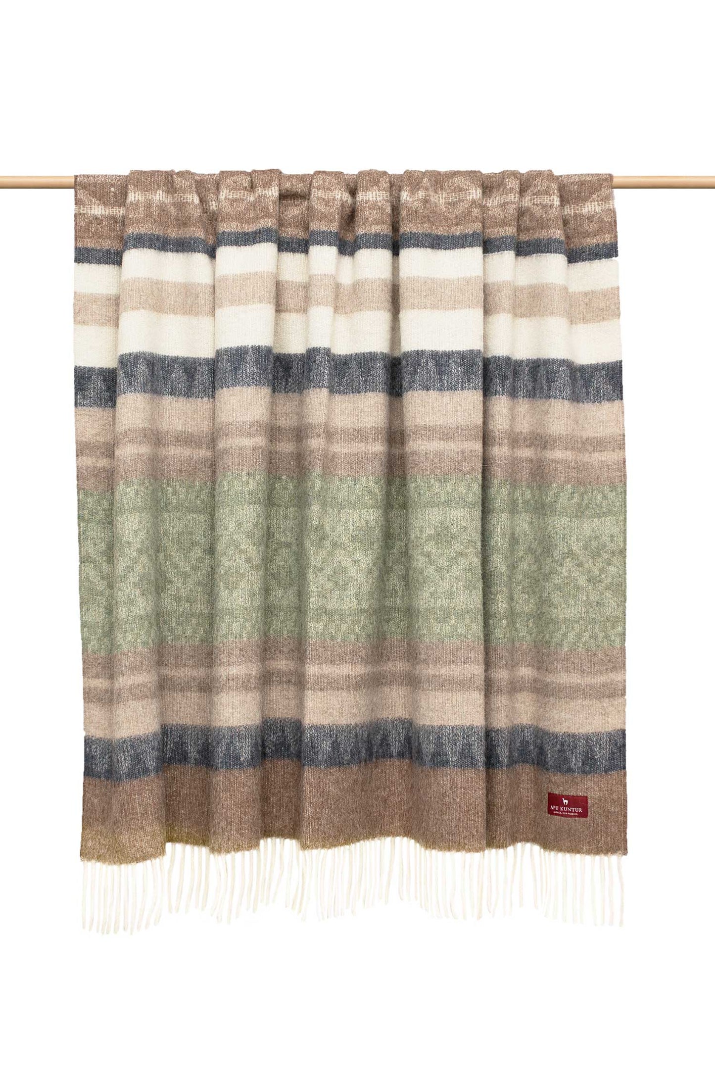 Alpaka Decke MUNDO grün/beige