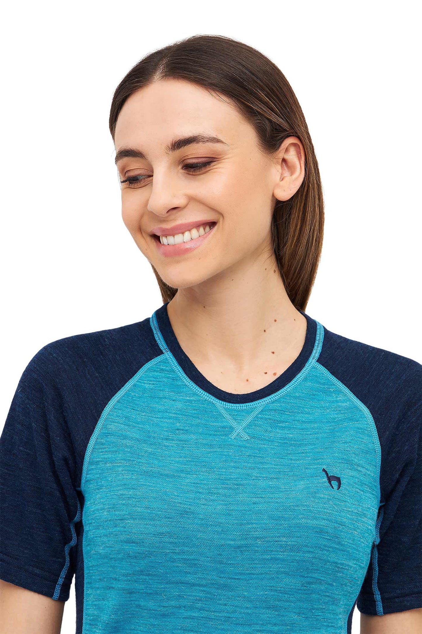 Alpaka Shirt THERMO Damen navy-türkis