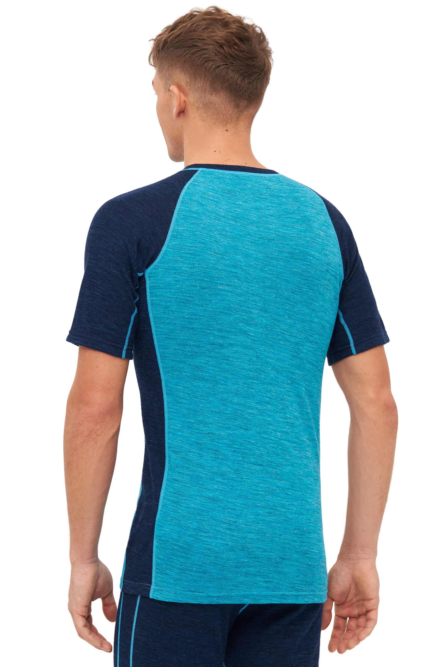 Alpaka Shirt THERMO Herren navy-türkis