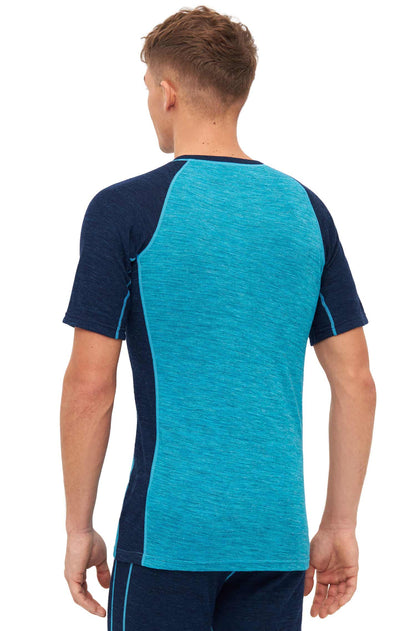 Alpaka Shirt THERMO Herren navy-türkis