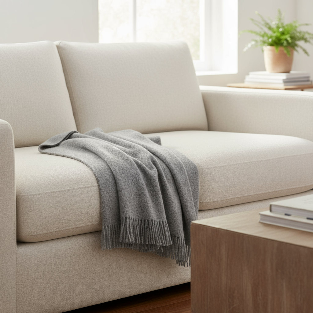 Nachhaltige Kuscheldecke KAMINFEUER mit 40% Alpaka