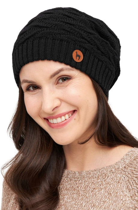 Alpaka Basken-Mütze BIESEN - 100% Alpaka schwarz one-size