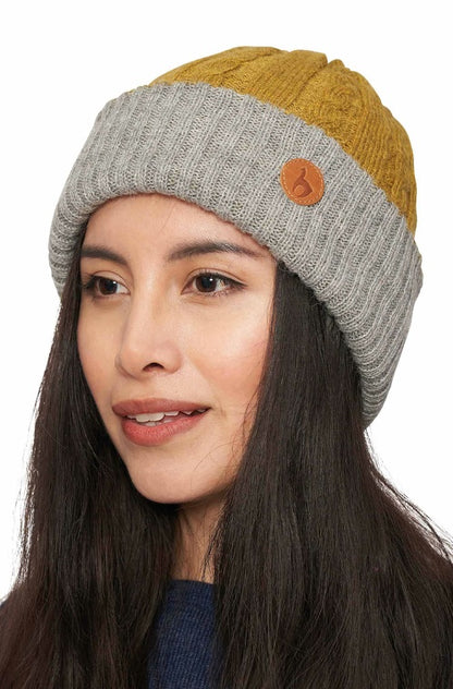 Alpaka Wendemütze SUAVE - 100% Alpaka gelb silber one-size