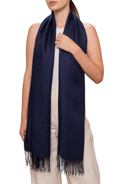 Alpaka Stola SELVA - 70% Alpaka & 30% Seide marineblau