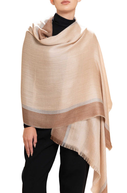 Alpaka Stola RUMI - 70% Alpaka & 30% Seide beige haselnuss
