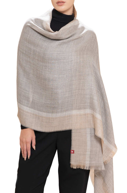 Alpaka Stola RUMI - 70% Alpaka & 30% Seide grau beige