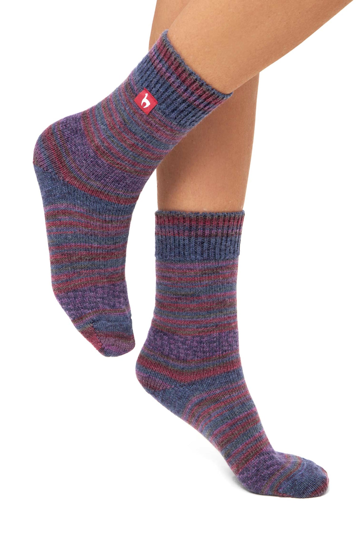 Alpaka Socken HARMONY pflaume/blau