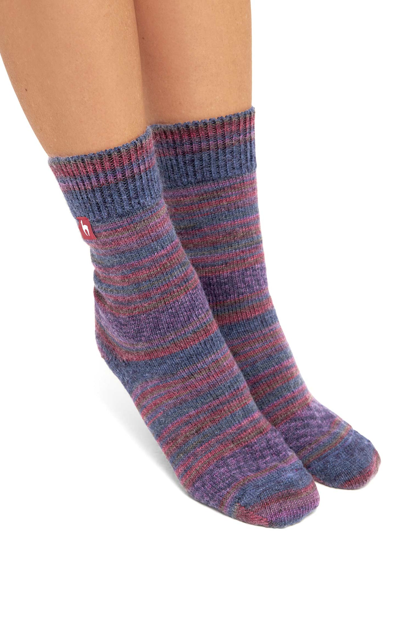 Alpaka Socken HARMONY pflaume/blau