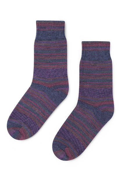 Alpaka Socken HARMONY pflaume/blau