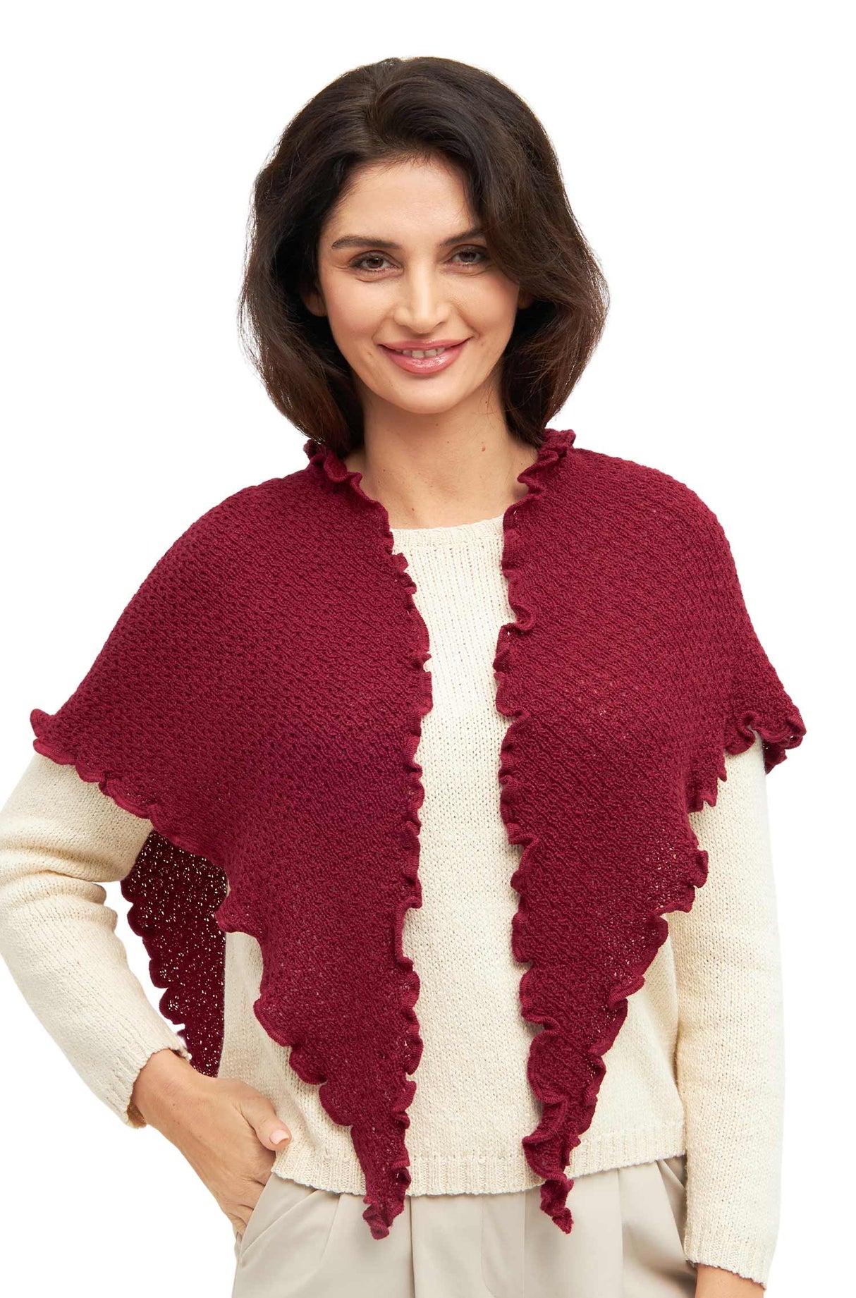 Schal Dreieck MARIPOSA aus 100% Alpaka weinrot one-size