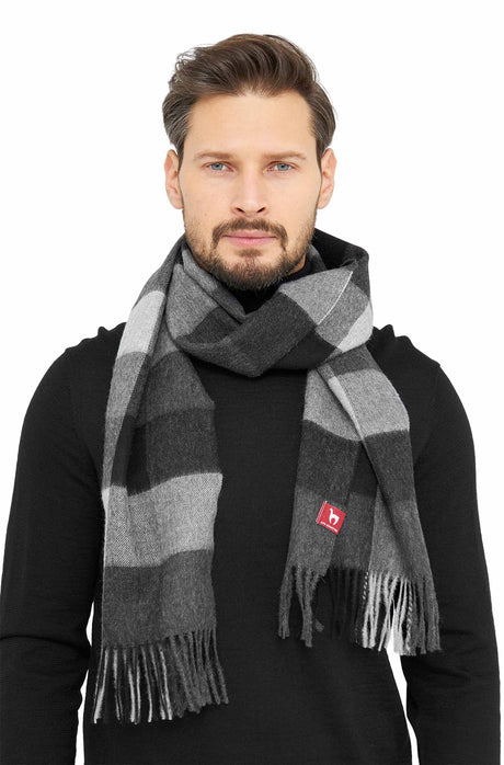 Schal KARO aus 100% Alpaka grau one-size