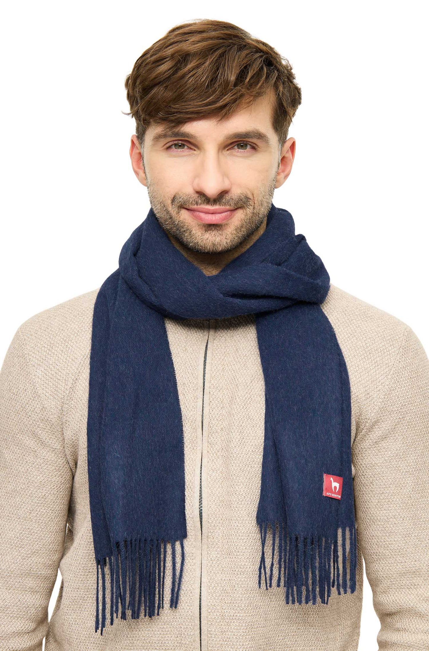 Alpaka Schal Uni - 100% Alpaka blau