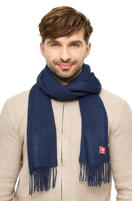 Alpaka Schal Uni aus 100% Alpaka blau meliert