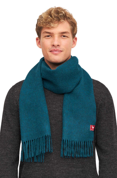 Alpaka Schal Uni aus 100% Alpaka pfaugrün