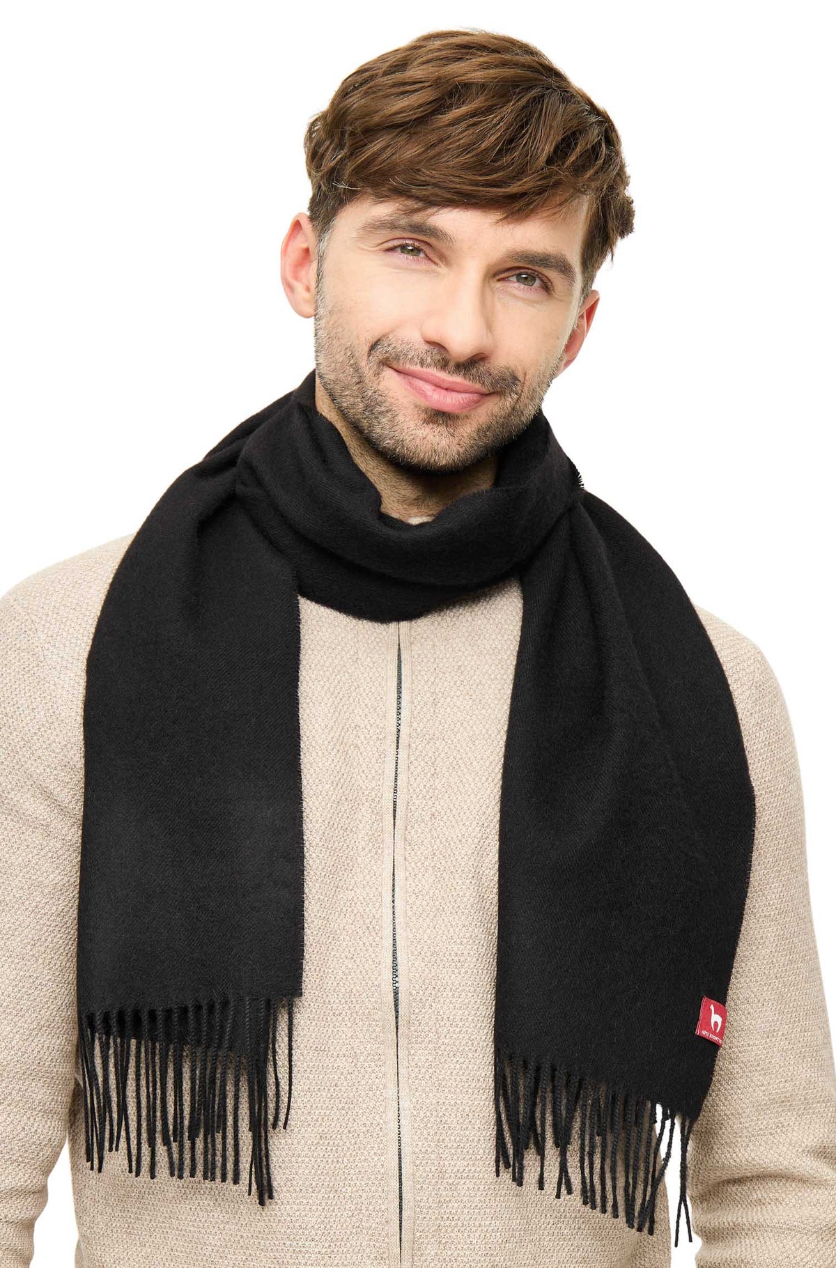 Alpaka Schal Uni - 100% Alpaka schwarz