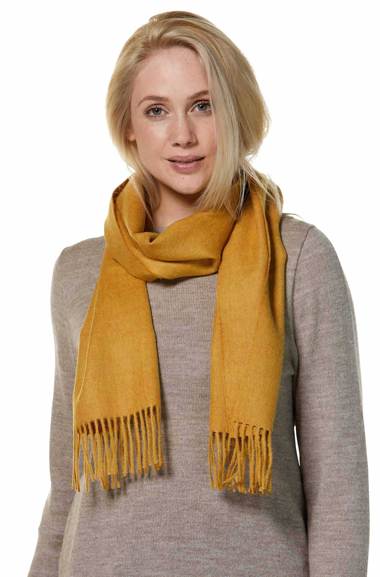 Alpaka Schal Uni - 100% Alpaka senf