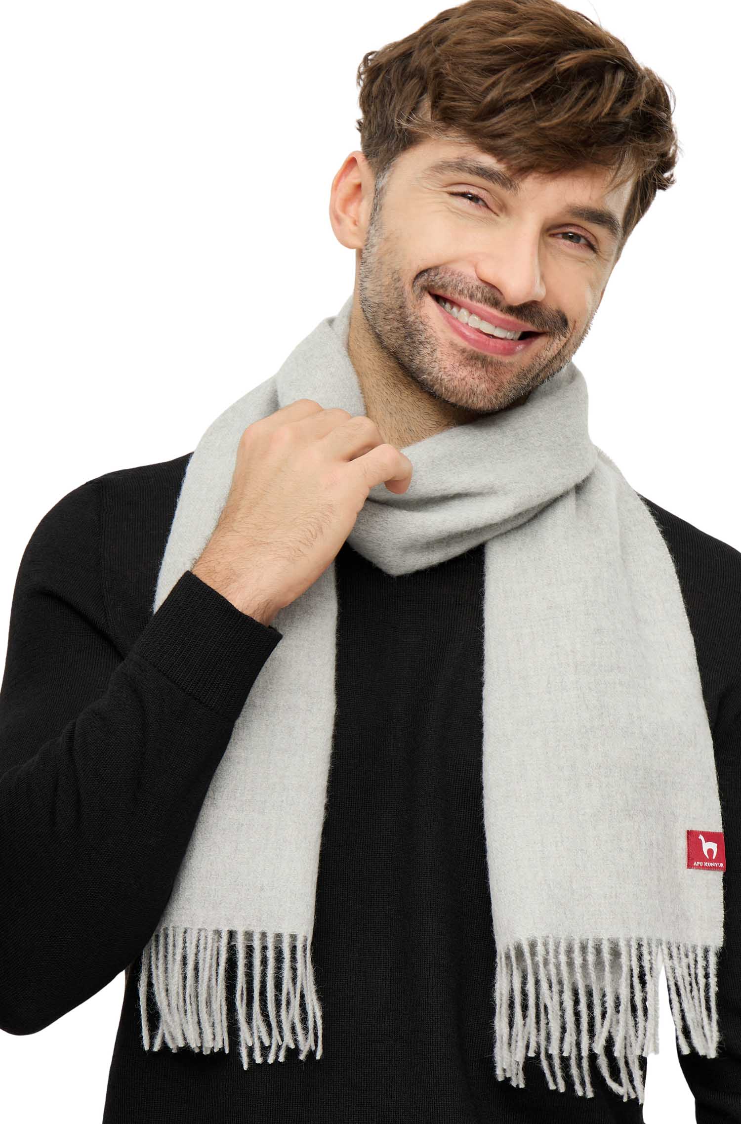 Alpaka Schal Uni - 100% Alpaka silber
