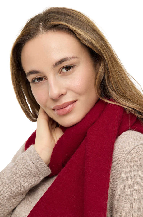 Alpaka Schal Uni aus 100% Alpaka weinrot