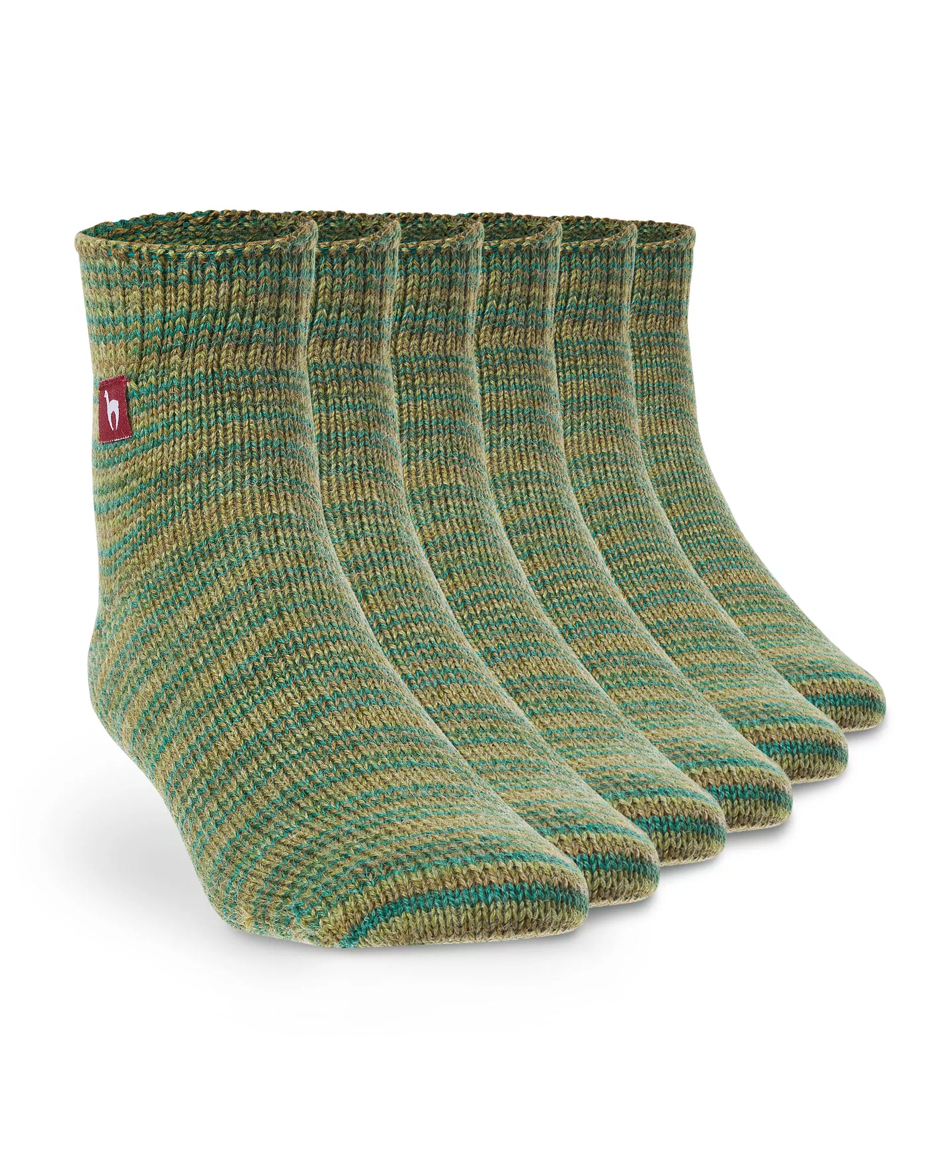 Socken FREIZEIT meliert - 52% Alpaka grün meliert 6er-Pack