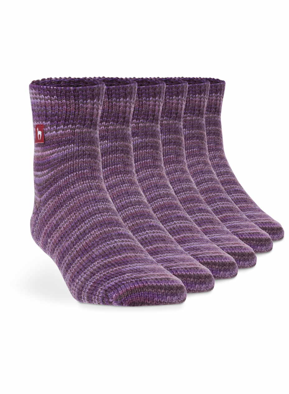 Socken FREIZEIT meliert - 52% Alpaka violett meliert 6er-Pack