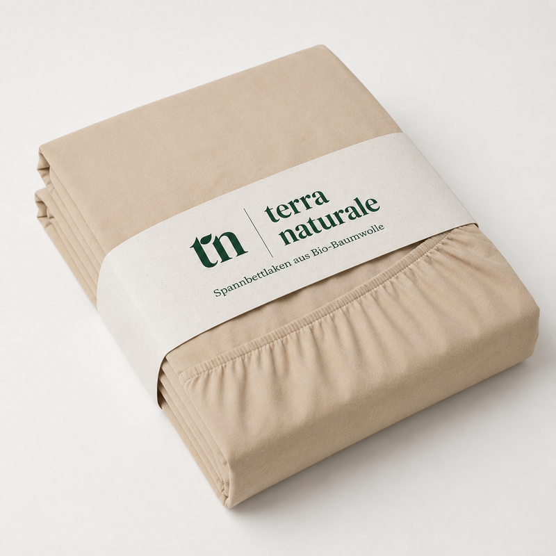 NEU! Perkal Spannbettlaken aus 100% Bio-Baumwolle - Terra Naturale beige