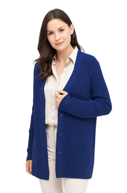 Alpaka Strickjacke CARICE - 56% Alpaka & Merino königsblau
