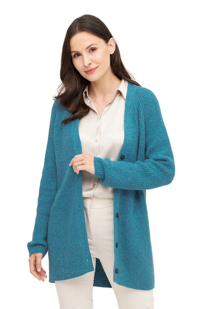 Alpaka Strickjacke CARICE - 56% Alpaka & Merino türkis