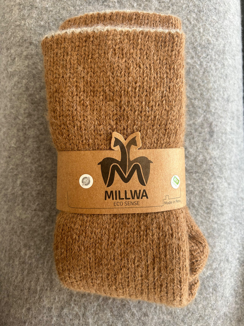 Haus- und Kuschelsocken - 100% Alpaka grau braun L (46-48)