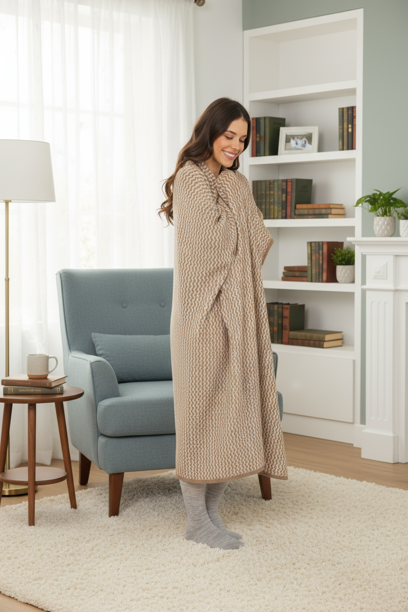 Wolldecke PURA NATURA 100% Alpaka ungefärbt - extragroß 200x147 cm