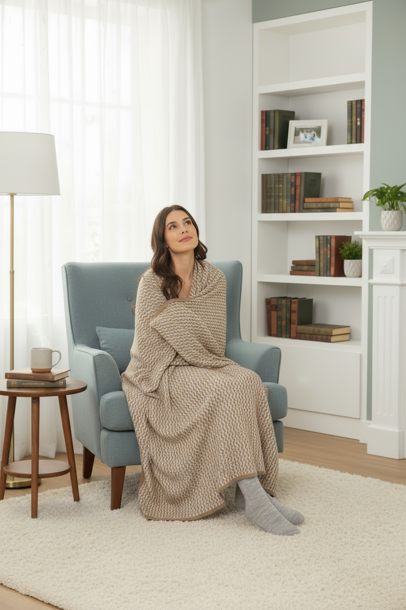 Wolldecke PURA NATURA 100% Alpaka ungefärbt - extragroß 200x147 cm