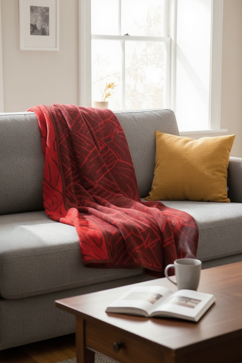 Wolldecke JACQUARD aus 100% Alpaka - extragroß